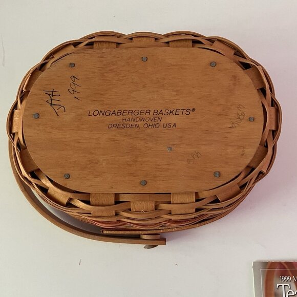 Longaberger 1999 Mothers Day Tea for Two Basket with Liner Protector Tie-On - Picture 10 of 16